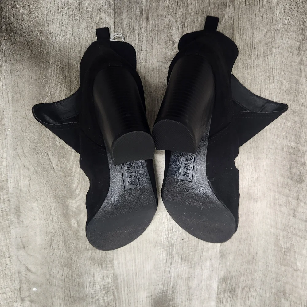 Women's Slip-On Open Toe Peep Toe Ankle Boots Suede Black - Size 8.5 *NWT* - Picture 8 of 9